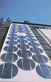 Photovoltaic applications can including supplying electricity to a house, as this panel of cells from ARCO Solar is doing at the home of Richard and Maureen Pratt.